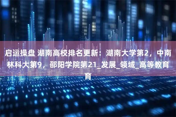启运操盘 湖南高校排名更新：湖南大学第2，中南林科大第9，邵阳学院第21_发展_领域_高等教育